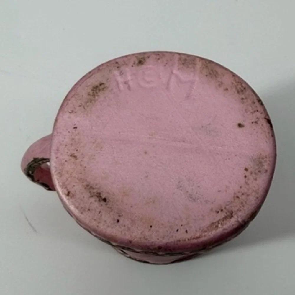 Vintage HOM Pink Ceramic Creamer Pitcher Decorative‎ Asian Folk Art Kids Goose